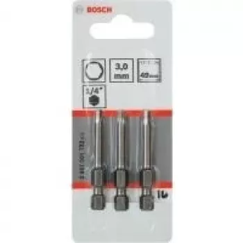Kruvikeeraja otsakute komplekt Bosch 3 tk eriti kõva, Hex 3 mm, 49 mm pikkus, 1/4 tolli vars