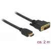 DeLOCK - Videokaabel - HDMI / DVI - DVI-D (M) kuni HDMI (M) - 2,0 m - Kolmekordne isolatsioon - Must - Kinnituskruvidega (85654)