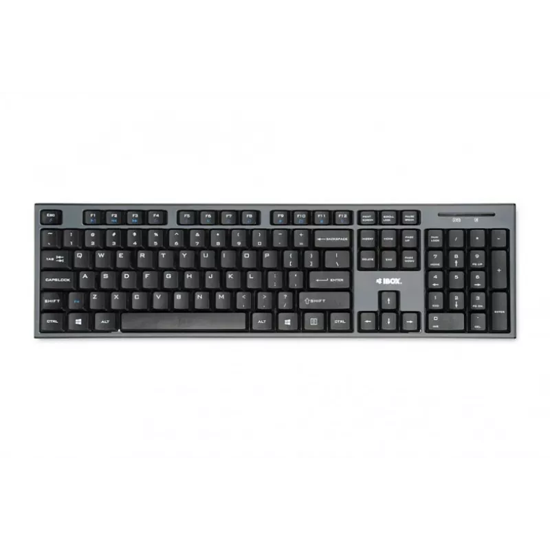 IBOX Desktop Kit Pro juhtmevaba klaviatuur ja hiir, QWERTY täissuuruses 104 klahvi, 2,4 GHz, 1200 DPI, must