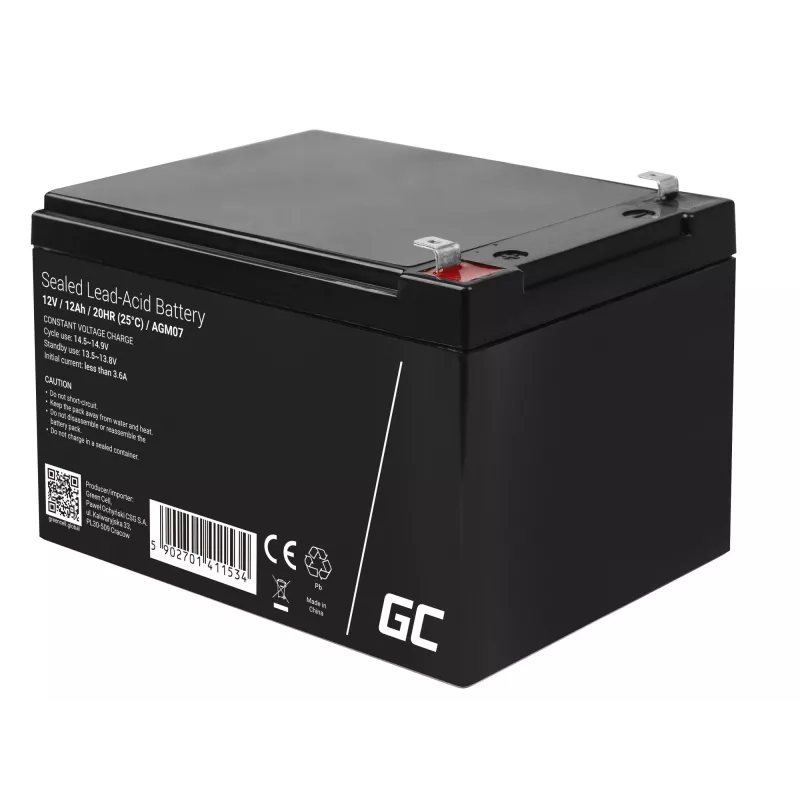 AGM-aku roheline Cell 12V 12Ah – suletud pliiaku (VRLA), 151×98×95 mm, 3,3 kg