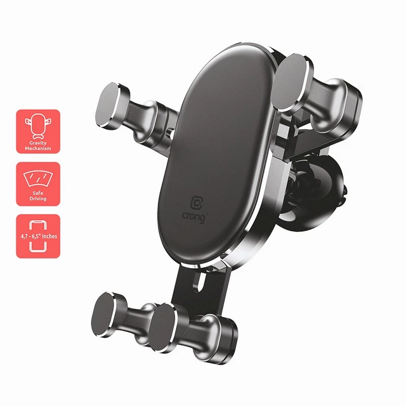 Autohoidik Crong CRG-CH5-BLK — reguleeritava nurgaga universaalne telefonikinnitus