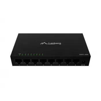 Võrgukommutaator LANBERG DSM1-1008 8x 1 Gb/s haldamata Gigabit Ethernet lauaarvuti 12V metallkorpus