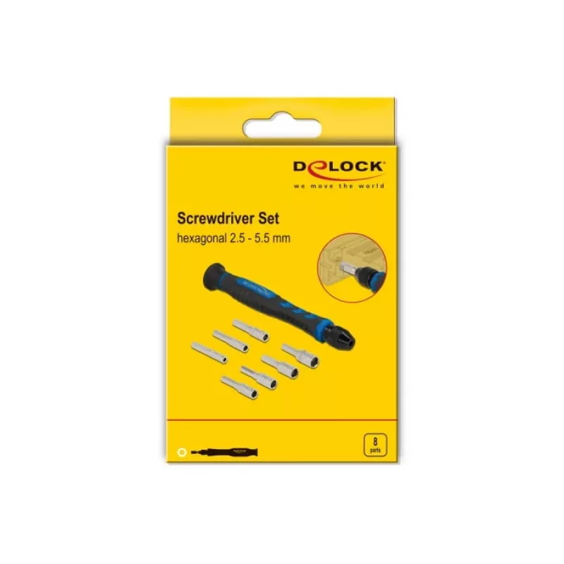 Kruvikeerajate komplekt DeLOCK 90551 8-osaline väline kuuskant õõnesvõll 2,5–5,5 mm