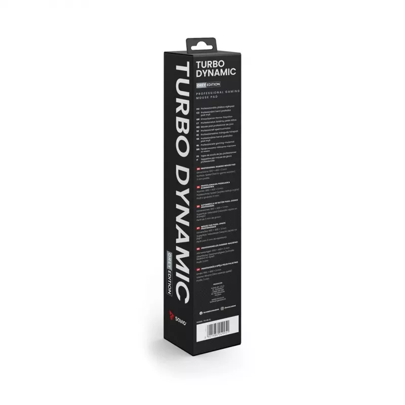 Mänguhiire matt SAVIO Turbo Dynamic XL — Hall, 900×400 mm, 3 mm paksune, õmmeldud libisemiskindel kangapind