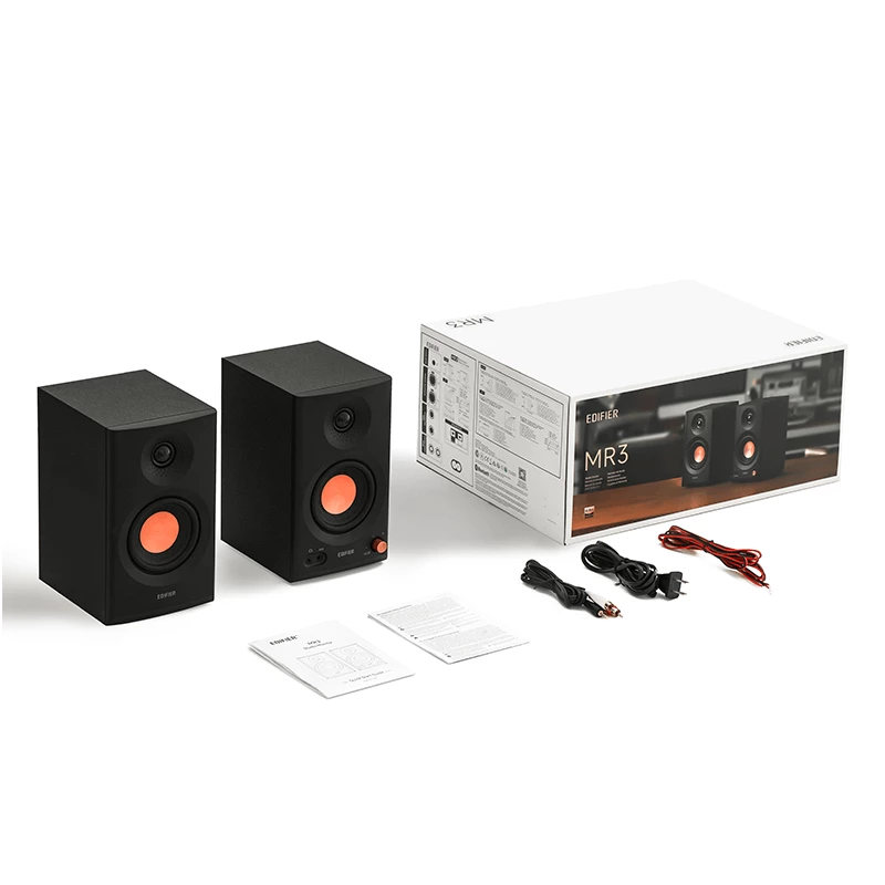 Edifier MR3 Mustad aktiivsed stuudiomonitorkõlarid | 18W x 2 W | Bluetooth | ≥ 85 dB | Juhtmevaba ühendus