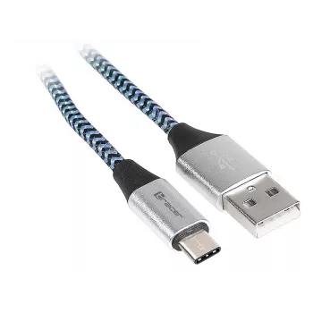 Tracer TRAKBK46266 USB-kaabel USB 2.0 1 m USB C USB A Must Sinine Hõbedane
