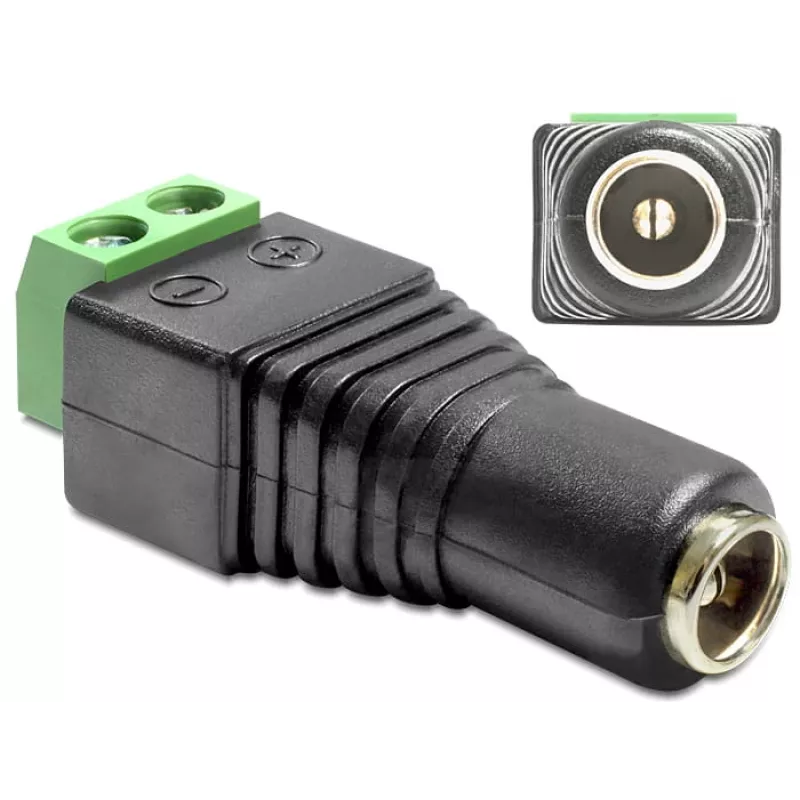 Kaablisoo muundur DeLOCK 65485 DC 2.5 x 5.5 mm 2p Must Roheline