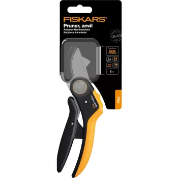 Oksakäärid Fiskars Plus PowerLever Alasiga Must Oranž