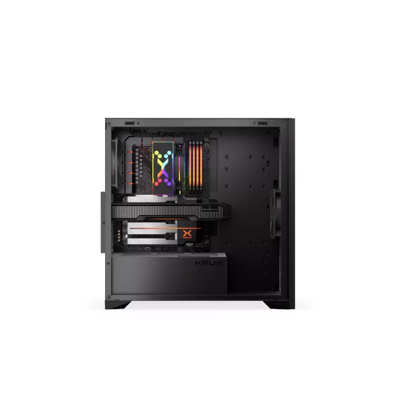 Arvutikorpus KRUX Palum KRXD008 ATX Must — 2x3,5 tolli pesa, 2x2,5 tolli pesa, 2x120 mm ventilaatorit, GPU kuni 39,5 cm