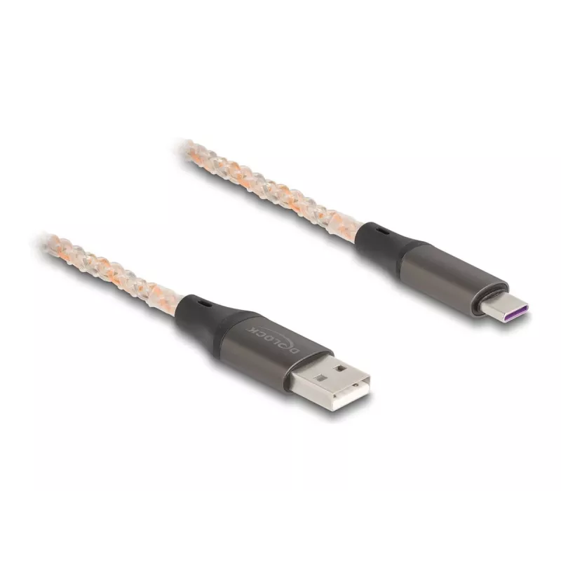 DELOCK USB 2.0 kaabel Type-A kuni USB USB-C RGB 1m