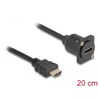 DeLOCK D-tüüpi HDMI-kaabel isane emasele must 20 cm