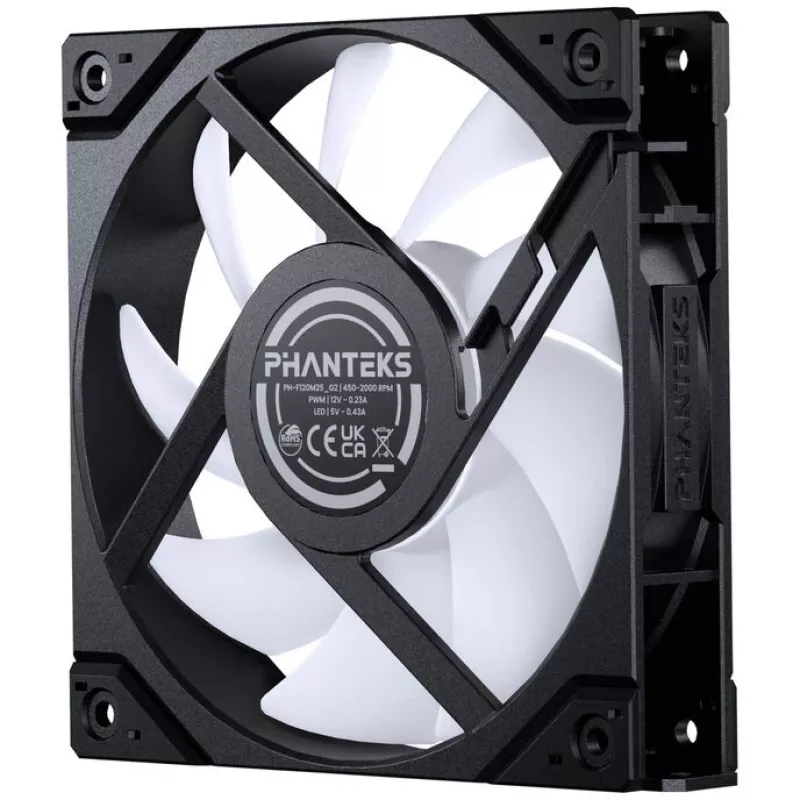 120mm PHANTEKS M25 Gen2 PWM D-RGB korpuse ventilaator, must, 3 kontaktiga