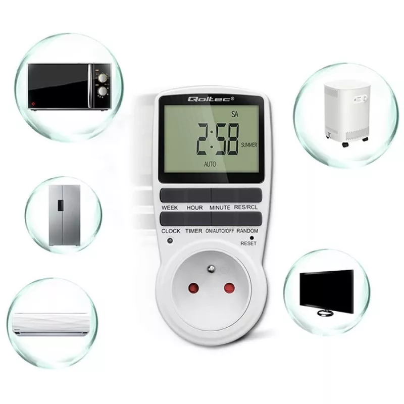 Elektrooniline taimer QOLTEC PC0628 LCD-ekraaniga, 24-tunnine tagasiloendus