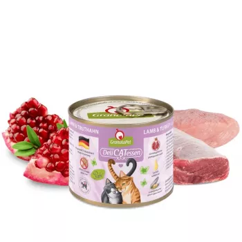 Märg kassitoit Fox4Pets DeliCATessen Lamb and Turkey 200 g — täisväärtuslik täiskasvanud kassi toit, valk 10,6%, rasv 6,5%, niiskus 78%