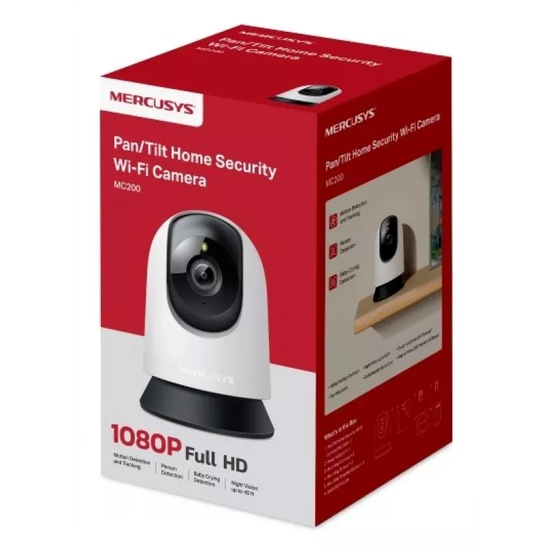 Sisejälgimiskaamera MERCUSYS MC200 Full HD 1080p, 87° vaateväli, 30 kaadrit/s, öönägemine 12 m, MicroSD kuni 512 GB