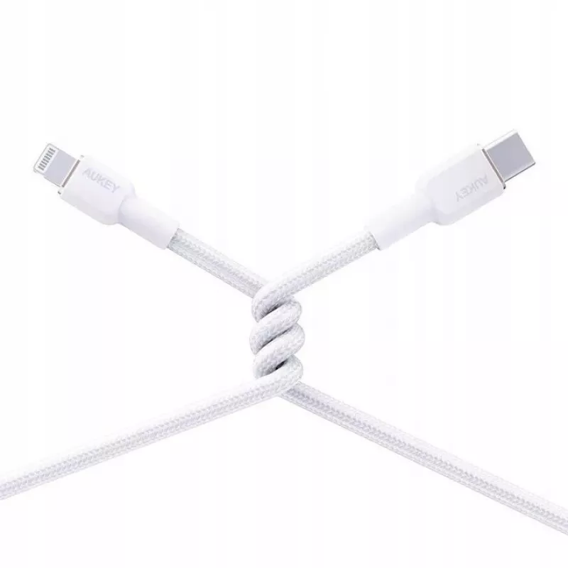 AUKEY CB-NAC1 Valge nailonpunutud USB-C – USB-A kaabel