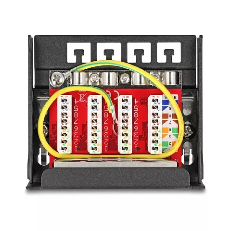 DELOCK Mini töölaua RJ45 4-pordiline Cat.6A varjestatud patch-paneel must, metall, 90×22×93 mm