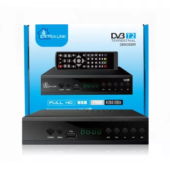 Extralink Home Tuner DVB-T2 digitaaltelevisiooni dekooder H.265 HEVC FULL HD USB HDMI + kaugjuhtimispult