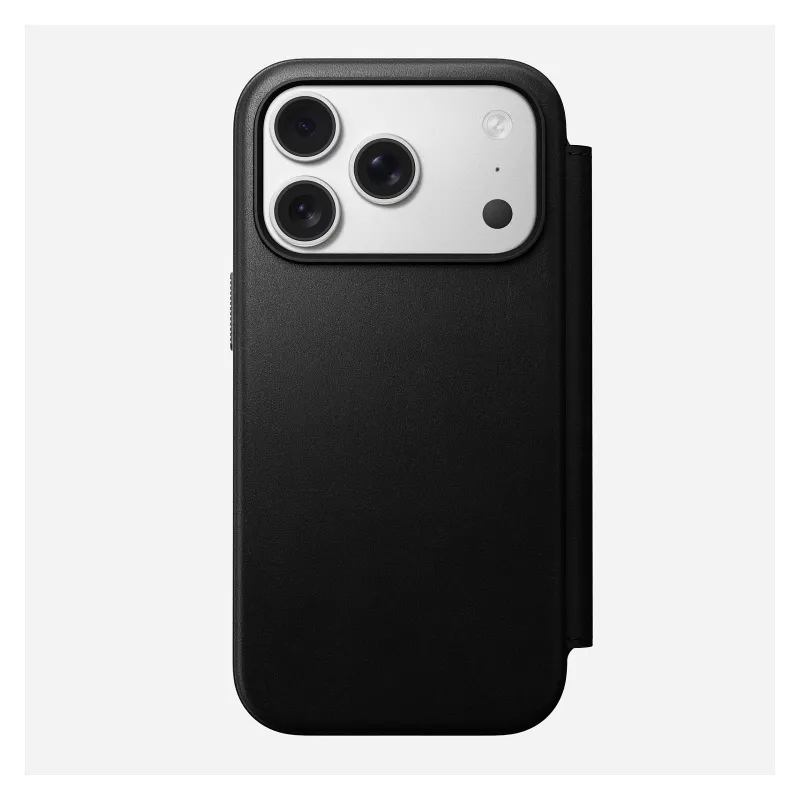 Mobiiltelefoni nahast foliokaas Nomad Modern Leather Folio Cover iPhone 17 Pro jaoks, 16 cm (6,3 tolli), must, 4 kaarditaskuga