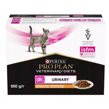 Märg kassitoit Purina Pro Plan Veterinary Diets UR St/Ox Chicken kotike 10 x 85 g, veterinaarne kuseteede toetus