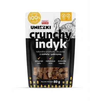 Koeramaiused UNISZKI Crunchy Turkey with Sage and Nettle 80 g – teravilja-, suhkru- ja säilitusainevabad hambamaiused