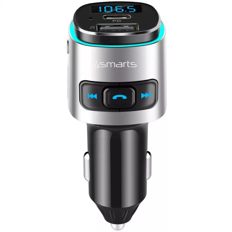 FM transmitter 4smarts 456201 Sigaretisüütepistik Must Hõbedane AM FM Bluetooth