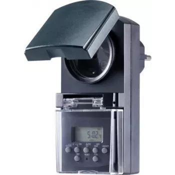 Basetech BT-2106308 pistikupesa taimer-lüliti digitaalne nädalaprogramm 1800 W IP44 pöördloendusfunktsioon, juhufunktsioon