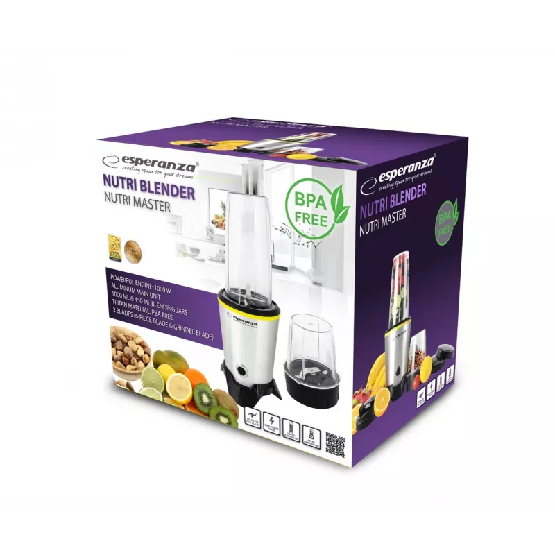 Esperanza EKM028 blender Lauapealne blender 1000 W Must, roostevaba teras