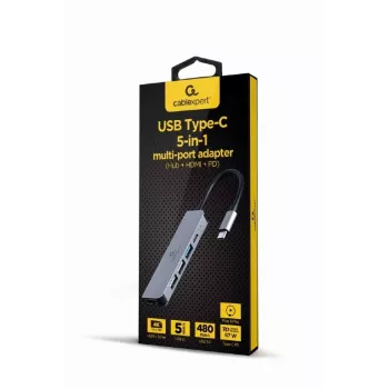 Gembird A-CM-COMBO5-03 USB Type-C 5-in-1 mitme pordi adapter (Hub + HDMI + PD)