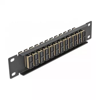 Fiiberoptiline patch-paneel DeLOCK 10 tolli 12 pordiga SC Duplex Beež 1U Must