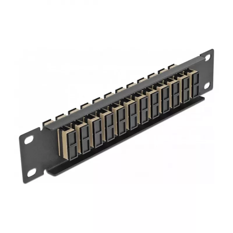 Fiiberoptiline patch-paneel DeLOCK 10 tolli 12 pordiga SC Duplex Beež 1U Must