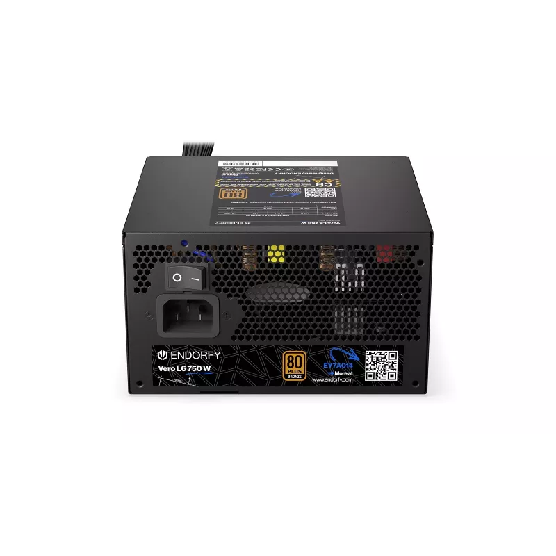 Toiteplokk ENDORFY Vero L6 750 W, 24-kontaktiline ATX, 80 PLUS Bronze, 120 mm ventilaator, must