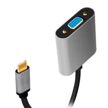 USB USB-C – VGA (D-Sub) videoadapteri kaabel LOGILINK CUA0104 0,15 m, hall/must