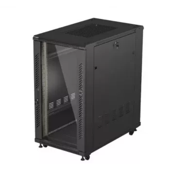 19-tolline rack-kapp LANBERG 22U 600x1000 mm, must, klaasist esi- ja tagauksed