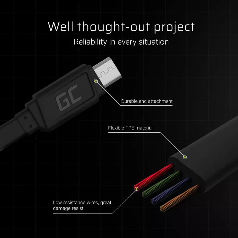 Matt lame kaabel - USB-A kuni Micro-USB