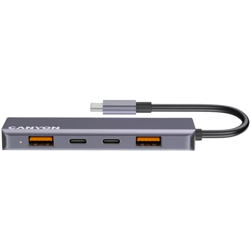 Canyon DS-18 - USB-C jaotur - 5 porti - 1x USB-C 5V alalisvoolu laadimine - 2x USB-C - 10Gbps - 2x USB 3.2
