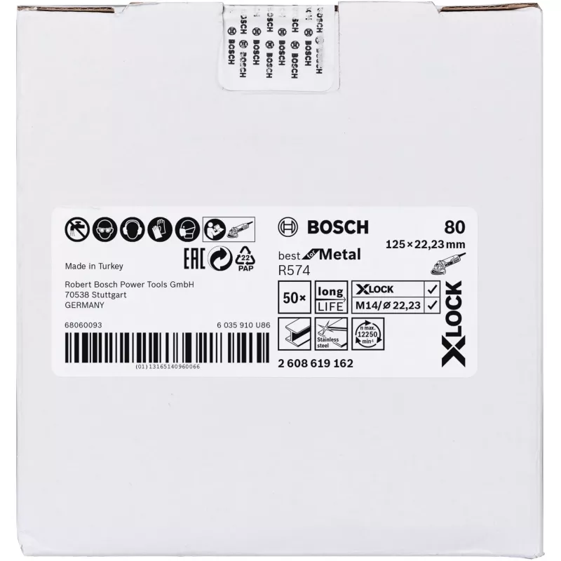 Lihvimisketas Bosch X-LOCK R574 Best for Metal 125 mm K 80, abrasiivketas metallile