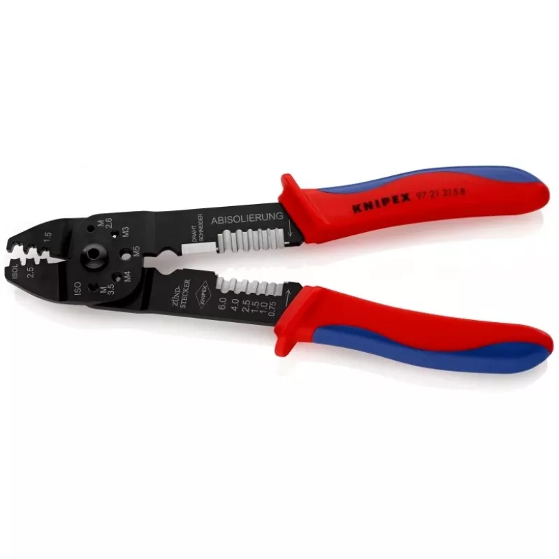 Knipex 97 21 215 B Crimptang Must, Sinine, Punane