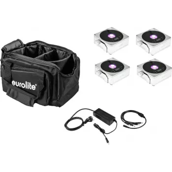 Lame LED-valgustikomplekt EUROLITE 20000444 — 4× akutoitega IP-paneelid, laadija ja pehme kandekott