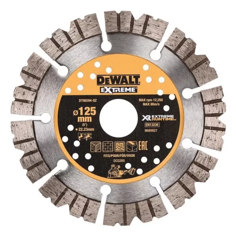 Lihvimisketas DeWalt 125 x 22 mm Extreme Runtime teemantketas kivile, süvistatud keskosaga