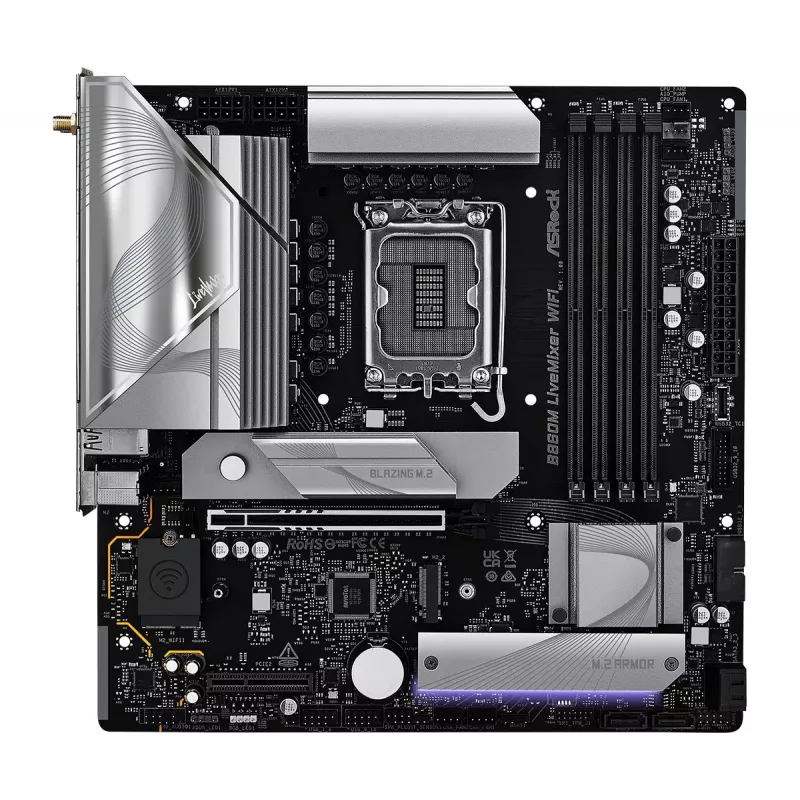 Emaplaat ASRock B860M LiveMixer WiFi — Intel B860, LGA 1851, micro ATX, DDR5, 4x DIMM, Wi‑Fi 6E, 2.5Gb LAN