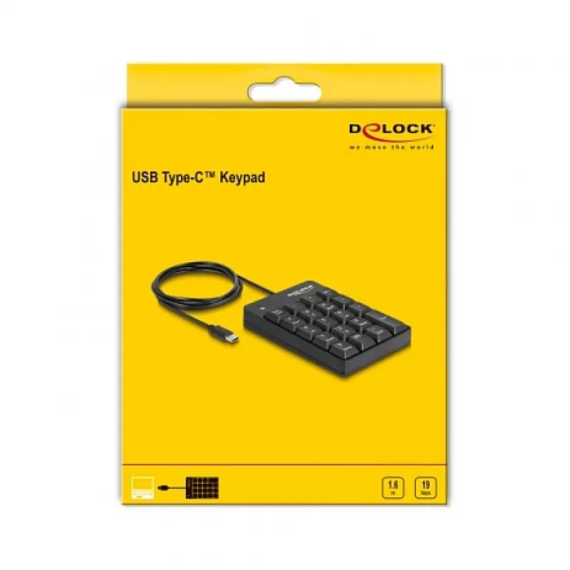 Numeric Keypad DeLOCK 12108 USB Must 19 klahvi 1,6 m kaabel