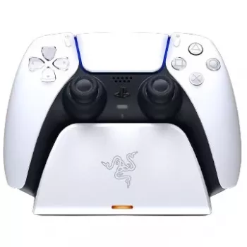 Laadimisalus Razer RC21-01900100-R3U1 PlayStation 5 kontrolleritele — valge, laadib ühte kontrollerit, sisaldab USB-C–USB-A kaablit