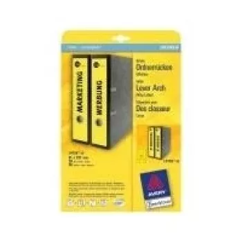 Binder Labels Avery L4755-20 kollane 61 x 297 mm