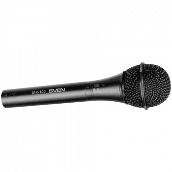 Mikrofon SVEN MK-100 (juhtmega, dünaamiline, metall, kaabel 4,0 m, 6,3/3,5 mm pesa, kardioid, must)