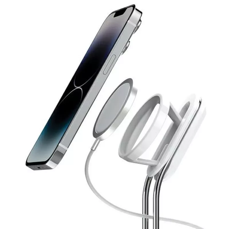 Telefonihoidik SODI SIM-300 hõbedane MagSafe — lauahoidik MagSafe-ühilduvale iPhone'ile