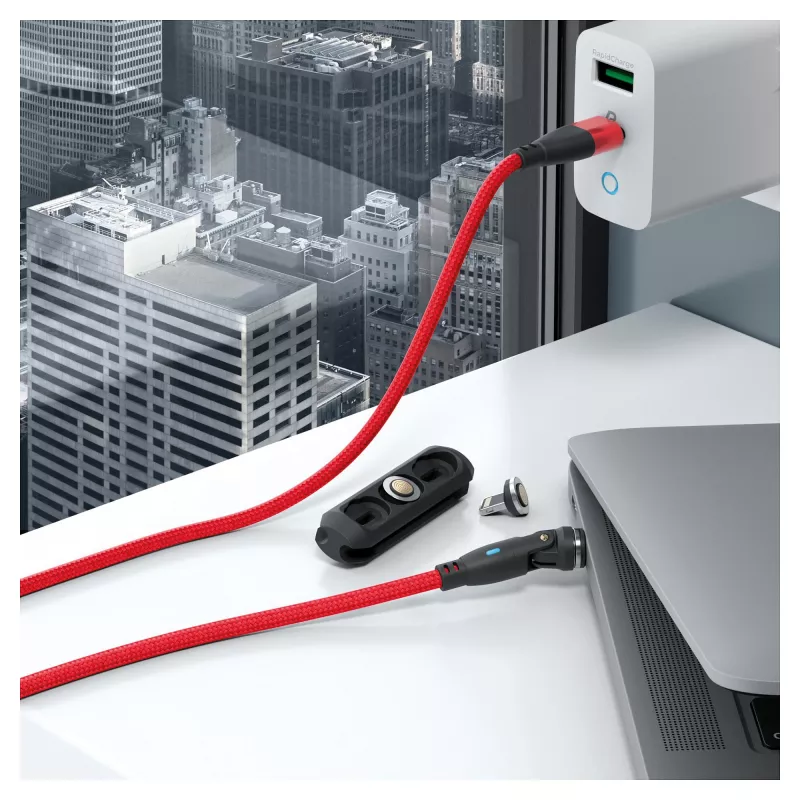 USB-kaabel RealPower MagneticCharge 100 1m USB C punane kiirlaadimine