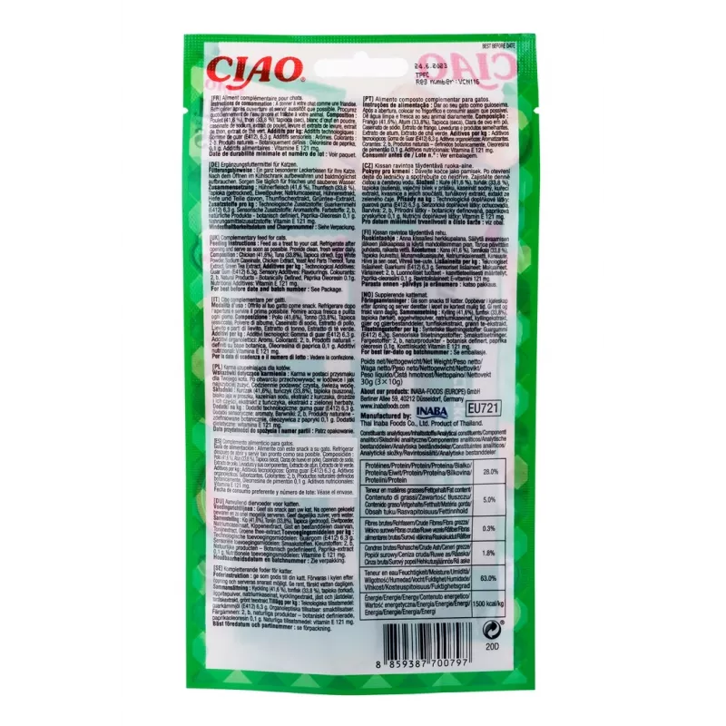 INABA Churu Bites tuunikalaga kanaga - kassimaius - 3x10 g