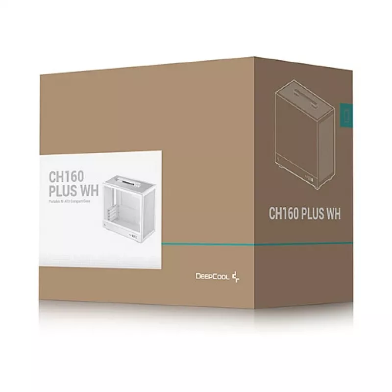 Arvutikorpus DeepCool CH160 PLUS WH Small Form Factor valge, microATX, karastatud klaas, USB-C