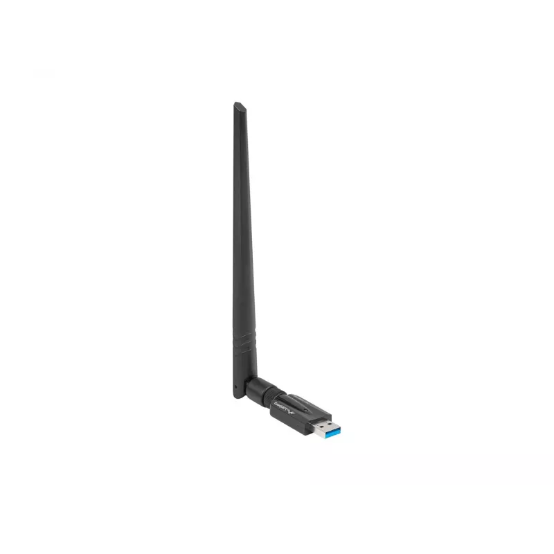 Sisemine WLAN-kaart LANBERG NC-1200-WIE — Kaheribaline USB WLAN-adapter, RTL8812BU, kuni 1200 Mbit/s, väline 2x2 antenn (5 dBi), must